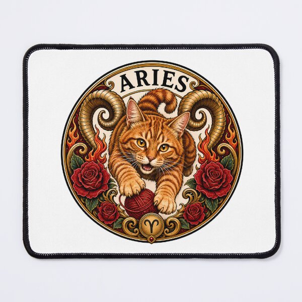 Item preview, Aries Orange Cat Celestial Zodiac Ram designed and sold by Old's Cool Cat Studio.