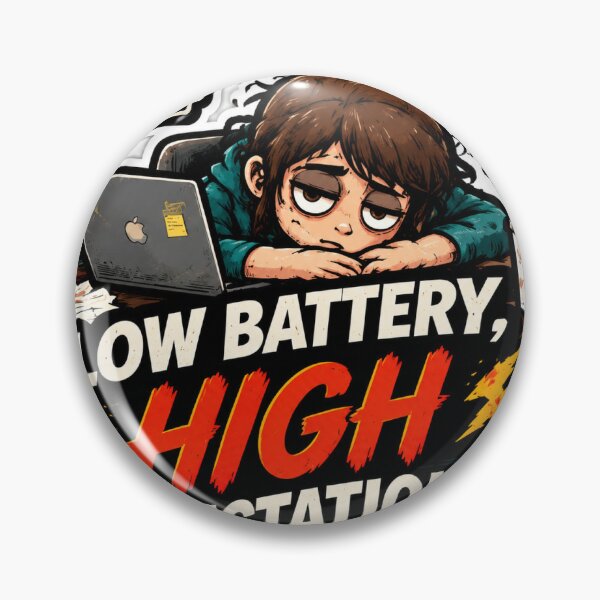 Item preview, Low Battery, High Expectations – Tired Worker Sticker designed and sold by PromptVaultArt.