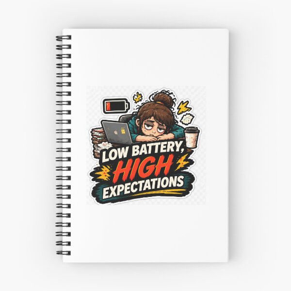 Item preview, Low Battery, High Expectations – Tired Worker Sticker designed and sold by PromptVaultArt.