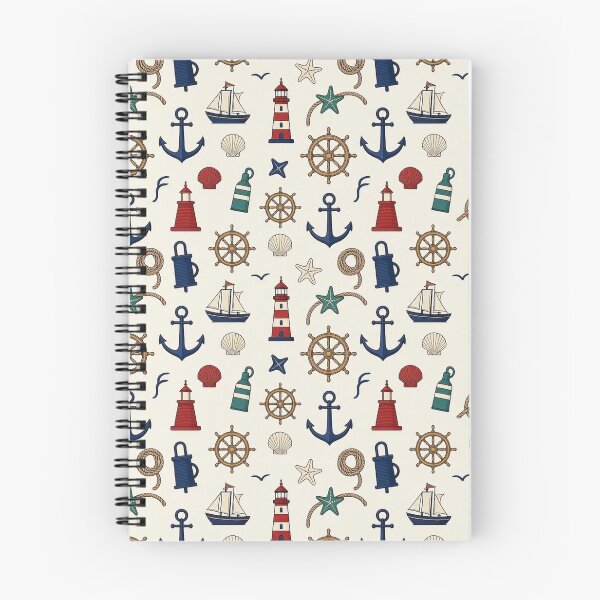 Item preview, Vintage Nautical Coastal Pattern – Anchors, Lighthouses & Sailboats designed and sold by ZanyPaintbrush.