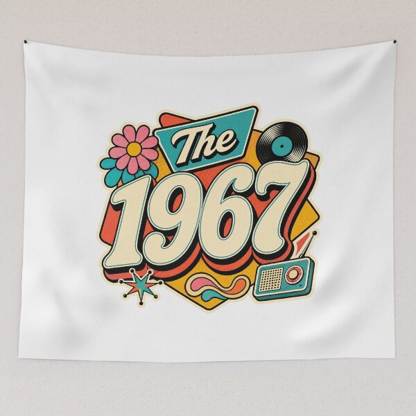 Item preview, Vintage 1967 Retro Birthday Graphic Design designed and sold by RedCircleArt.
