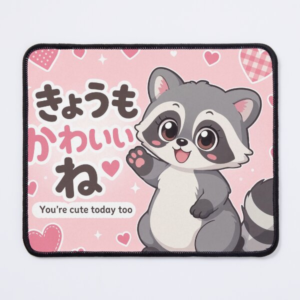 Item preview, Chibi Raccoon Japanese 'you're cute today too' design cute kawaii designed and sold by Vintage Designs +.