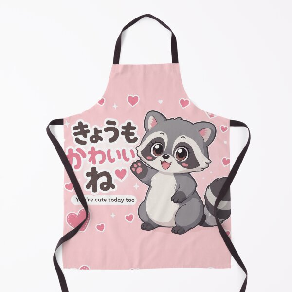 Item preview, Chibi Raccoon Japanese 'you're cute today too' design cute kawaii designed and sold by Vintage Designs +.