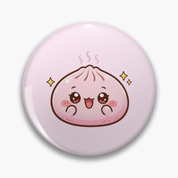 Item preview, Pink Kawaii Squishy Dumpling – Excited Happy Face designed and sold by EmeraldeaArt.