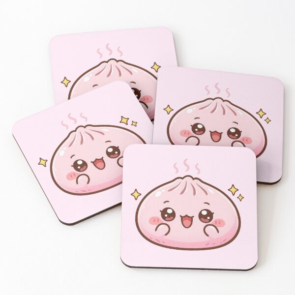 Item preview, Pink Kawaii Squishy Dumpling – Excited Happy Face designed and sold by EmeraldeaArt.
