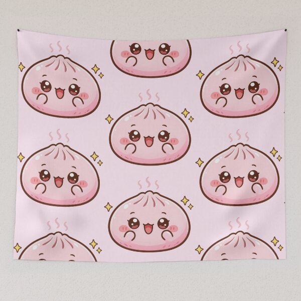 Item preview, Pink Kawaii Squishy Dumpling – Excited Happy Face designed and sold by EmeraldeaArt.