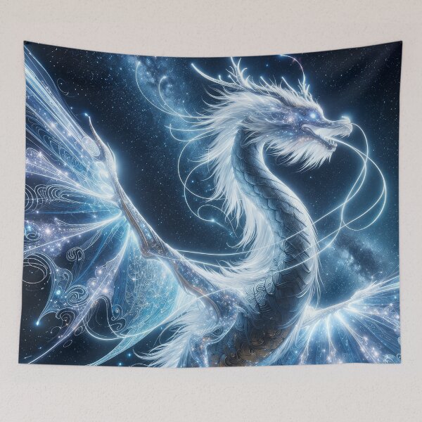 Item preview, Celestial White Dragon – Cosmic Fantasy Dragon Among the Stars designed and sold by DrakariArt.