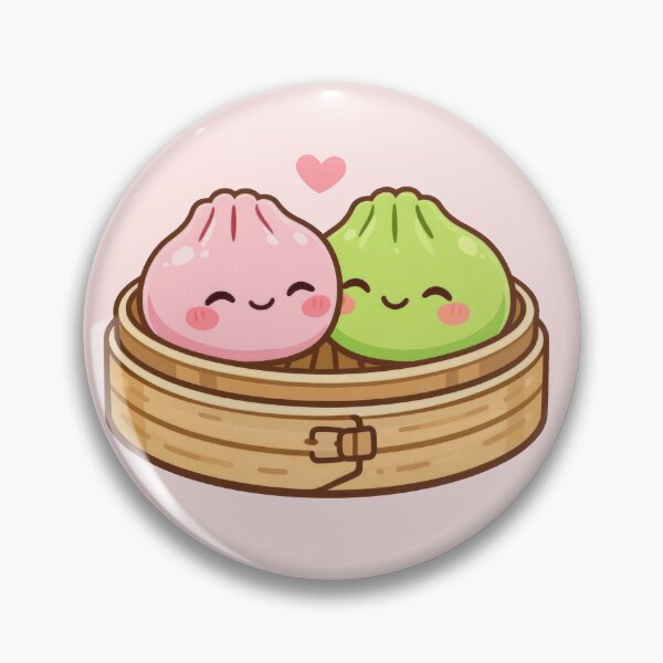 Item preview, Kawaii Squishy Dumpling Love Pair – Pink & Green designed and sold by EmeraldeaArt.