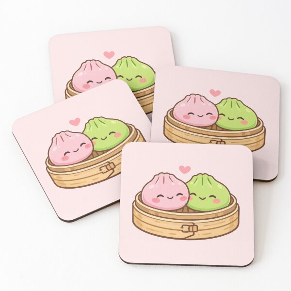 Item preview, Pareja de Dumplings Kawaii Blanditos Enamorados – Rosa y Verde designed and sold by EmeraldeaArt.