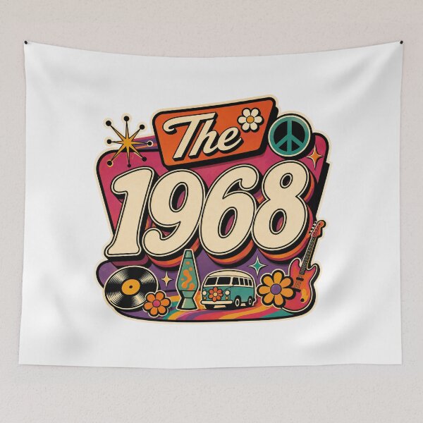 Item preview, Vintage 1968 Retro Birthday Graphic Design designed and sold by RedCircleArt.
