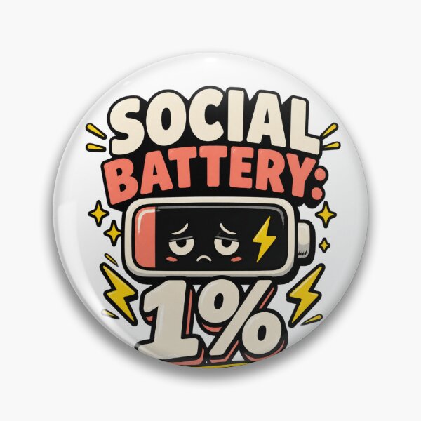 Item preview, Social Battery 1% – Funny Introvert Sticker designed and sold by PromptVaultArt.