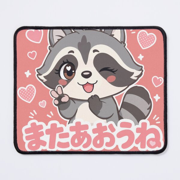 Item preview, Chibi Raccoon Japanese 'let's meet again' design cute kawaii designed and sold by Vintage Designs +.