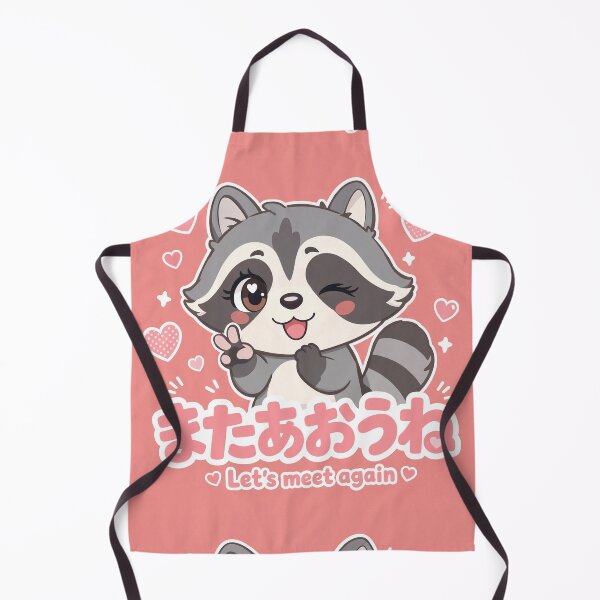Item preview, Chibi Raccoon Japanese 'let's meet again' design cute kawaii designed and sold by Vintage Designs +.