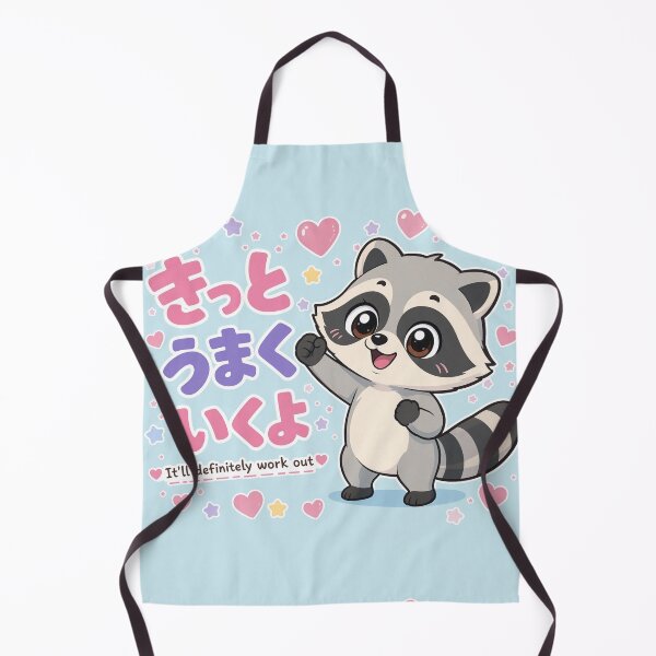 Item preview, Chibi Raccoon Japanese 'it'll definitely work out' design cute kawaii designed and sold by Vintage Designs +.