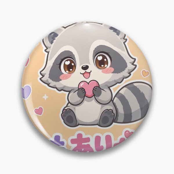 Item preview, Chibi Raccoon Japanese 'Thank you for always being there' design cute kawaii designed and sold by Vintage Designs +.