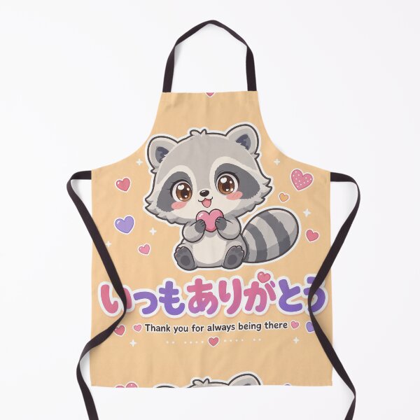 Item preview, Chibi Raccoon Japanese 'Thank you for always being there' design cute kawaii designed and sold by Vintage Designs +.
