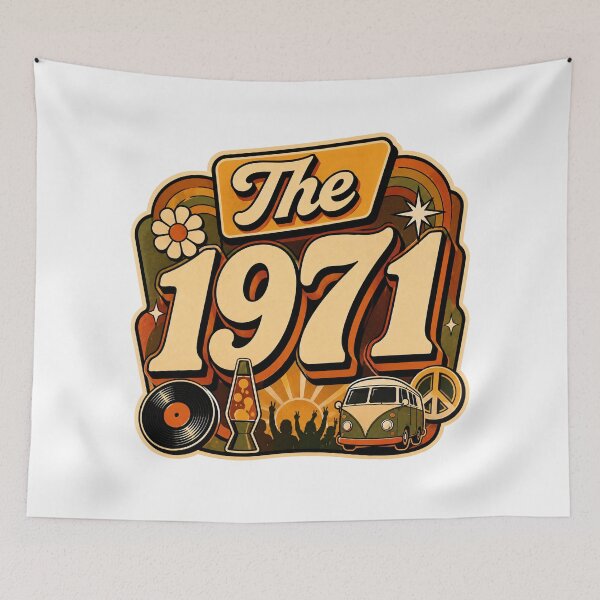 Item preview, Vintage 1971 Retro Seventies Birthday Graphic designed and sold by RedCircleArt.
