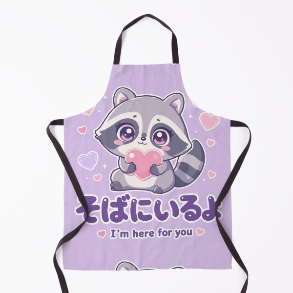 Item preview, Chibi Raccoon Japanese 'I'm here for you' design cute kawaii designed and sold by Vintage Designs +.