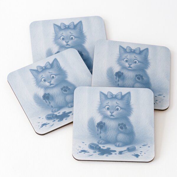 Item preview, Nicky - Blue Cat Nail Polish Mishap designed and sold by FonulaBlue.