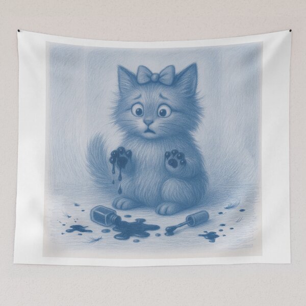 Item preview, Nicky - Blue Cat Nail Polish Mishap designed and sold by FonulaBlue.