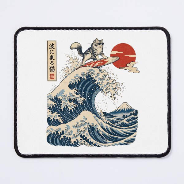 Item preview, Great Wave Cat | Japanese Ukiyo-e Woodblock | Hokusai Wave Cat Art designed and sold by ZIGLWORKS.