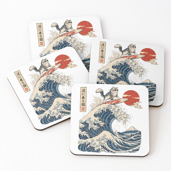 Item preview, Great Wave Cat | Japanese Ukiyo-e Woodblock | Hokusai Wave Cat Art designed and sold by ZIGLWORKS.