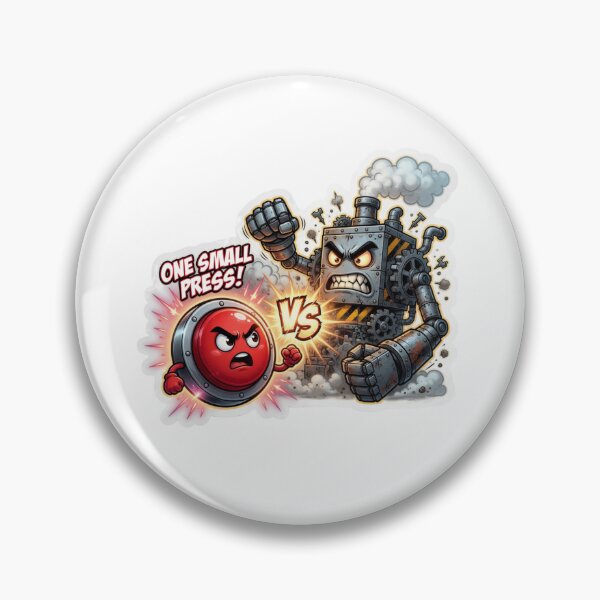 Item preview, Glowing Button Versus Industrial Machine Sticker designed and sold by Imaginarium of Chaos falcon88 .