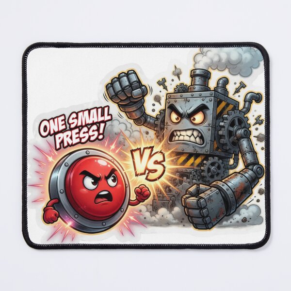 Item preview, Glowing Button Versus Industrial Machine Sticker designed and sold by Imaginarium of Chaos falcon88 .