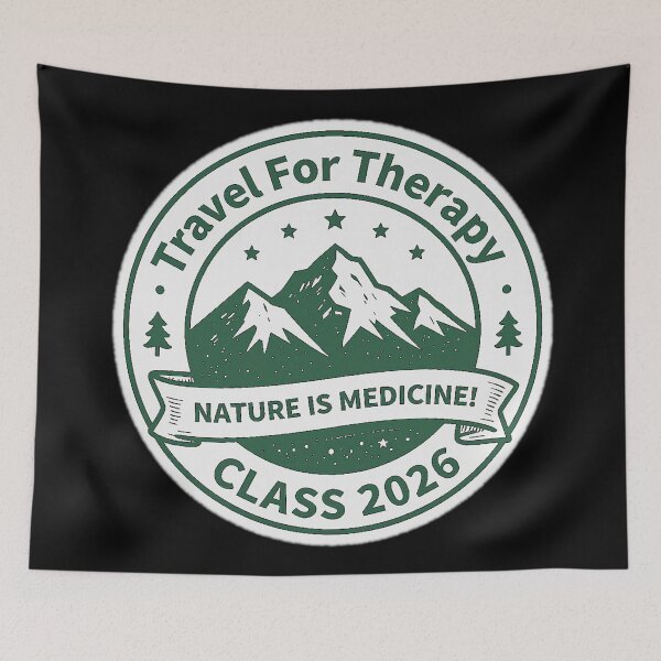 Item preview, Travel Circle Motivational Quote TRAVEL FOR THERAPY! NATURE IS MEDICINE! CLASS 2026! designed and sold by Giulivo Store Graphic.