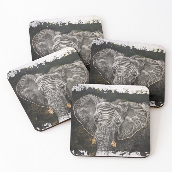 Item preview, Elephant Head with Golden Horns designed and sold by Cape & Canvas Co.