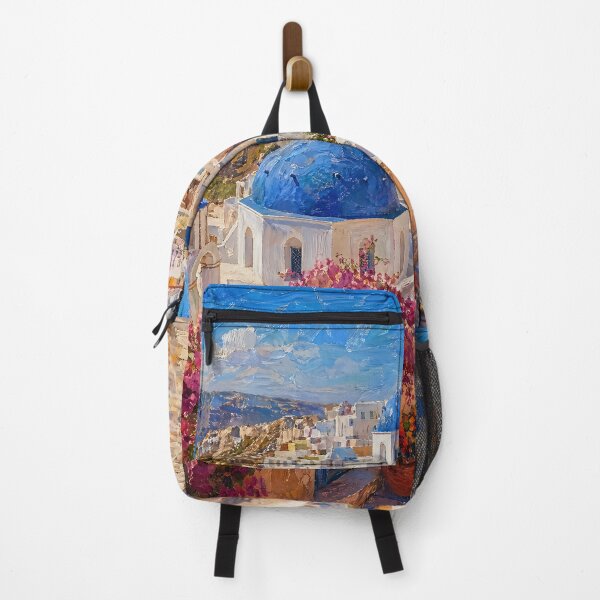 Item preview, Santorini Coastal Village Mediterranean Painting designed and sold by ArtAmbience.