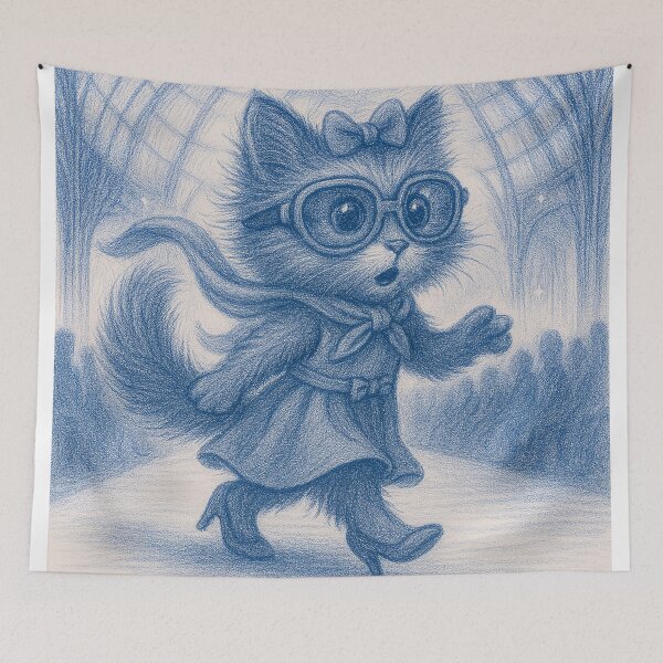 Item preview, Nicky on the Catwalk - Blue Fashion Cat designed and sold by FonulaBlue.