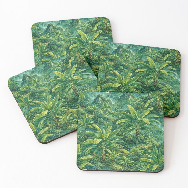 Item preview, Emerald Banana Grove in Tropical Mist designed and sold by Thanat Pattern Studio.