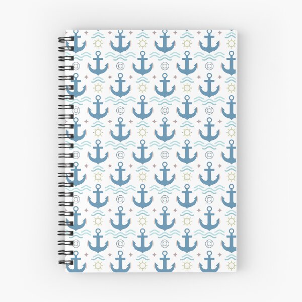 Item preview, Pastel Nautical Coastal Decor | Anchor & Ocean Waves Pattern designed and sold by Mellowtint Studio.