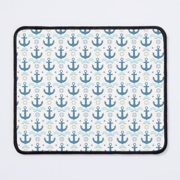 Item preview, Pastel Nautical Coastal Decor | Anchor & Ocean Waves Pattern designed and sold by Mellowtint Studio.
