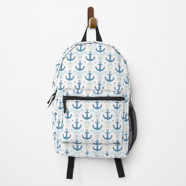 Item preview, Pastel Nautical Coastal Decor | Anchor & Ocean Waves Pattern designed and sold by Mellowtint Studio.