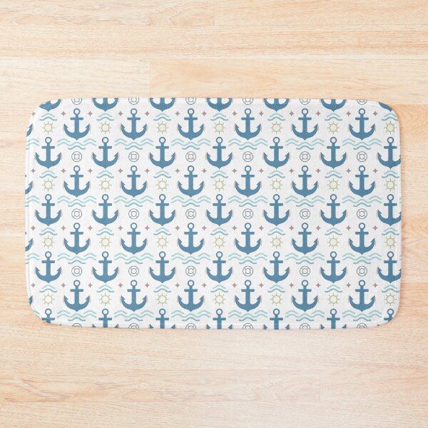 Item preview, Pastel Nautical Coastal Decor | Anchor & Ocean Waves Pattern designed and sold by Mellowtint Studio.