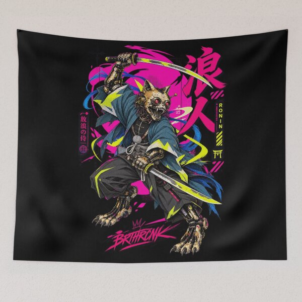 Item preview, Neon Neko Ronin Dual Katana Cyber Cat Samurai Pink designed and sold by BRTHRCNK01.