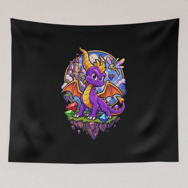 Item preview, Spyro Dragon Fantasy Adventure - Purple Dragon Retro Gaming Art designed and sold by Rosteri.