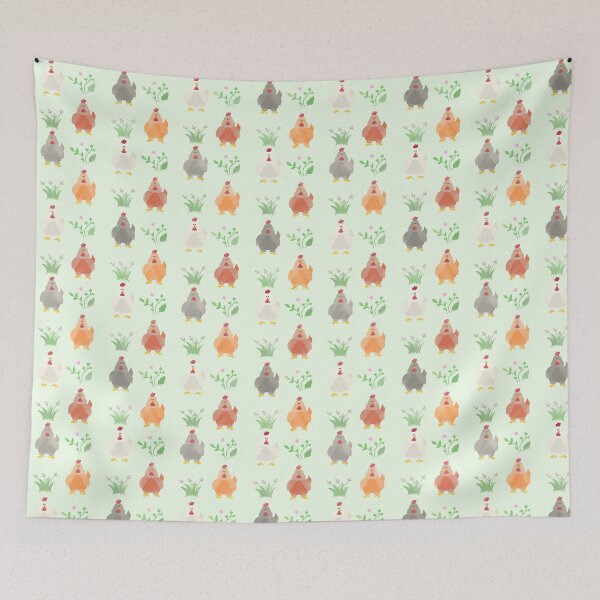 Item preview, cute chicken pattern doodle with flowers designed and sold by FandomizedRose.
