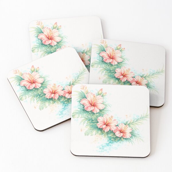 Item preview, Island Lagoon Hibiscus Bouquet | Watercolor Tropical Floral Art | Botanical Flower Illustration designed and sold by IamNolmo.