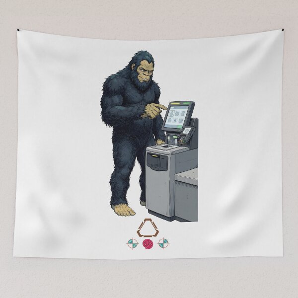 Item preview, Bigfoot's Big Day Out - Sasquatch at the Self-Checkout designed and sold by Whimsy Trail Co.