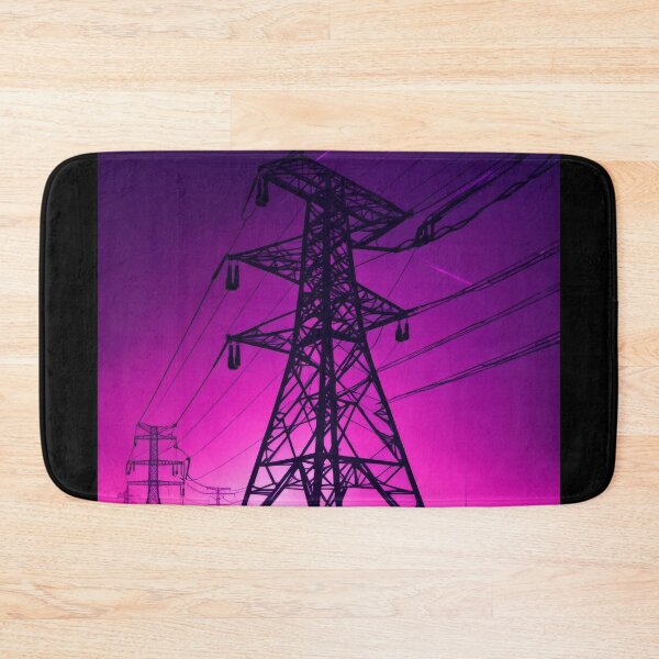 Item preview, Electricity Pylon Tower Purple Synthwave Night designed and sold by Pylon-Bureau.