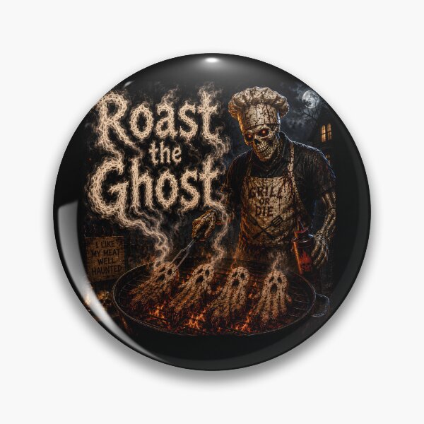 Item preview, Roast the Ghost - Funny Skeleton Chef BBQ Halloween Horror Comedy designed and sold by HorrorWorldWeb.