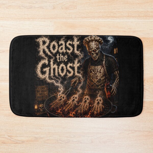 Item preview, Roast the Ghost - Funny Skeleton Chef BBQ Halloween Horror Comedy designed and sold by HorrorWorldWeb.