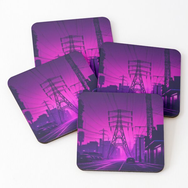 Item preview, Electricity Pylon Street Synthwave Cyberpunk City designed and sold by Pylon-Bureau.