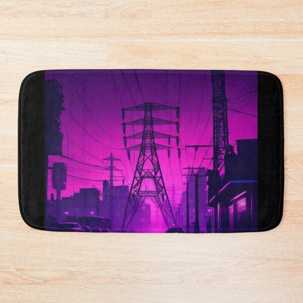 Item preview, Electricity Pylon Street Synthwave Cyberpunk City designed and sold by Pylon-Bureau.