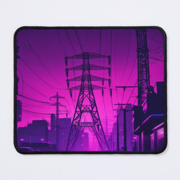 Item preview, Electricity Pylon Street Synthwave Cyberpunk City designed and sold by Pylon-Bureau.