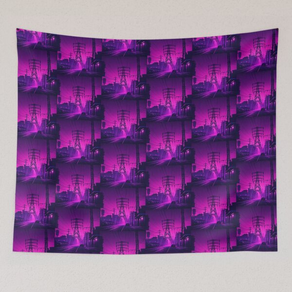 Item preview, Electricity Pylon Street Synthwave Cyberpunk City designed and sold by Pylon-Bureau.