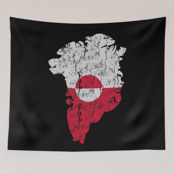 Aperçu de l'œuvre Vintage Greenland Flag Map Silhouette créée et vendue par chaaval.